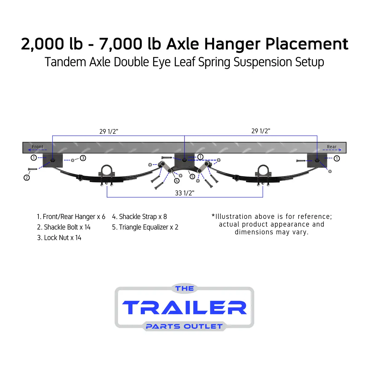 3.5K Tk Heavy Duty Tandem Axle Kit - 7000 Lb Capacity (Drop Axle Series) 5