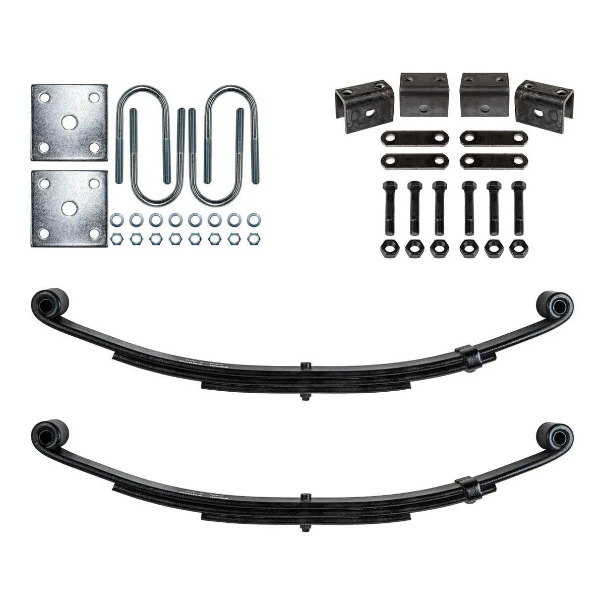 Trailer 3 Leaf Double Eye Spring Suspension And Single Axle Hanger Kit For 1 3/4" Tube - 2000 Lb Axles 1