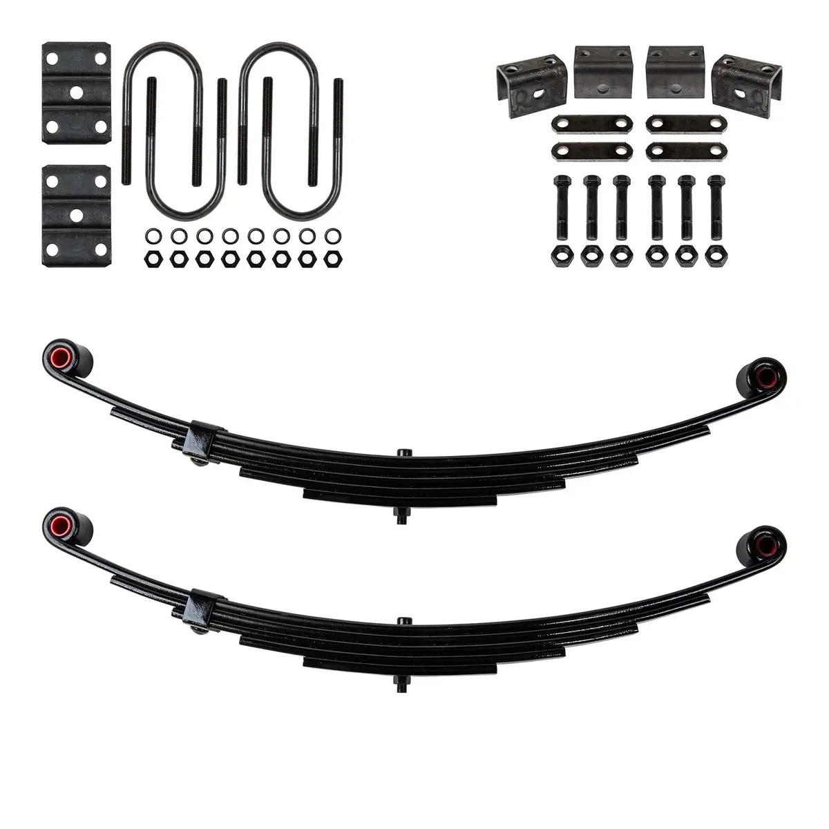 Trailer 5 Leaf Double Eye Spring Suspension And Single Axle Hanger Kit For 3" Tube - 6000 Lb Axles 1