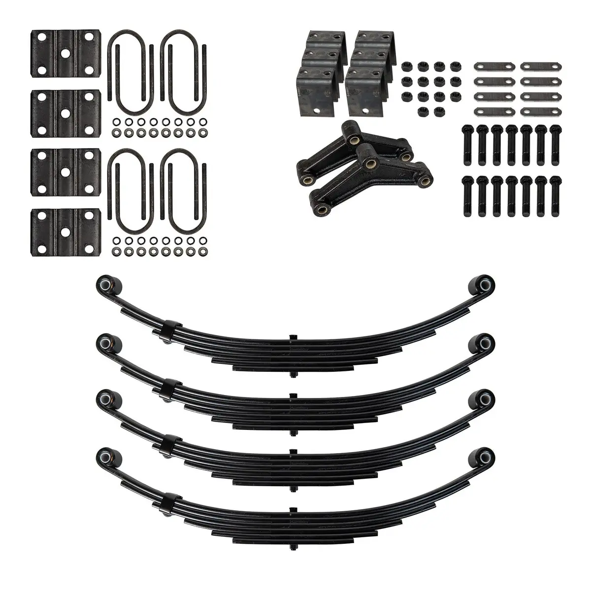 Trailer 6 Leaf Double Eye Spring Suspension And Tandem Axle Hanger Kit For 3" Tubes - 7000 Lb Axles 1