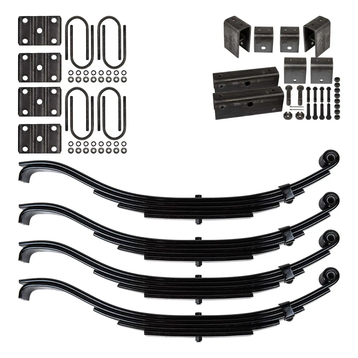 Trailer 5 Leaf Slipper Spring Suspension And Tandem Axle Hanger Kit For 3" Tubes - 7000 Lb Axles 1