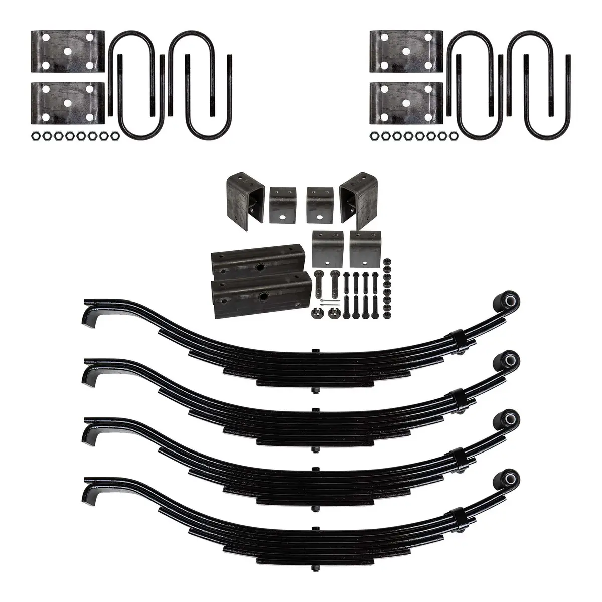 Trailer 6 Leaf Slipper Spring Suspension And Tandem Axle Hanger Kit For 3.5" Tubes - 8000 Lb Axles 1