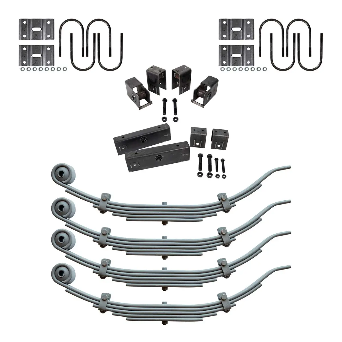 Trailer 5 Leaf Slipper Spring Suspension And Tandem Axle Hanger Kit For 5" Tubes - 10,000 Lb Axles 1