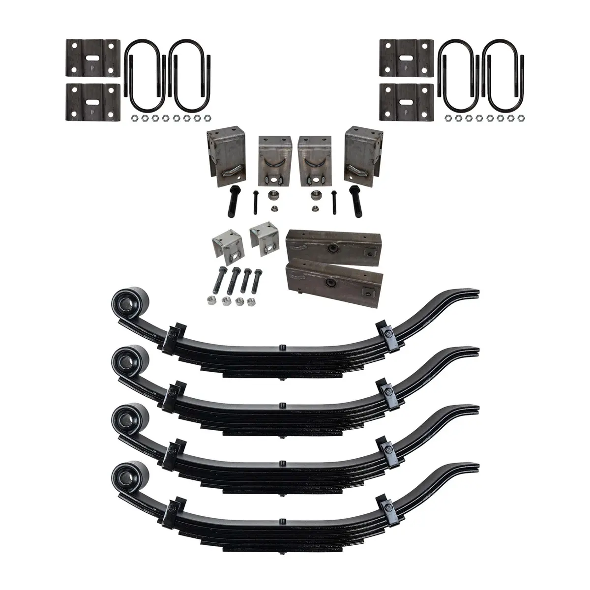 Trailer 6 Leaf Slipper Spring Suspension And Tandem Axle Hanger Kit For 5" Tubes - 12,000 Lb Axles 1