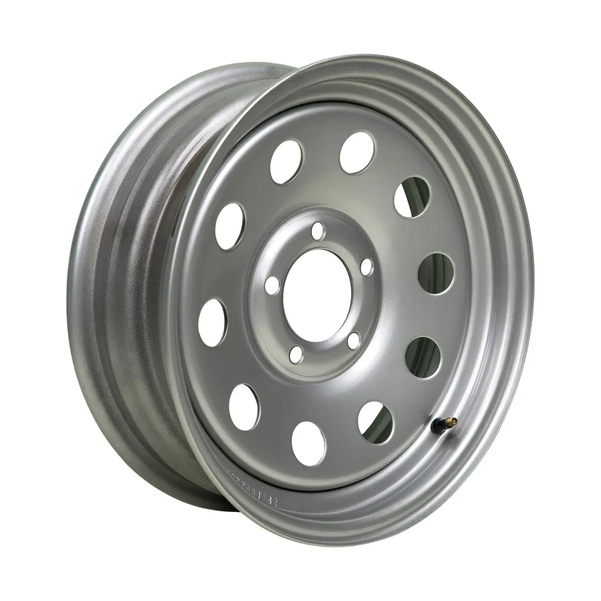 15" X 5" - 5 Lug Silver Mod Solid Steel Trailer Wheel - Single 1