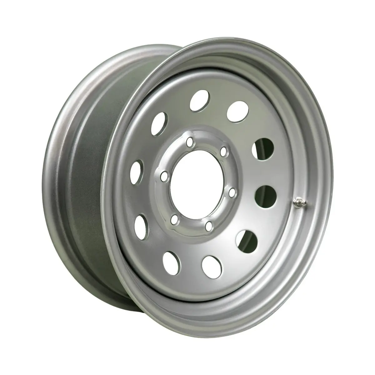 16" X 6" - 6 Lug Silver Mod Solid Steel Trailer Wheel - 6 X 5.5" Single 1