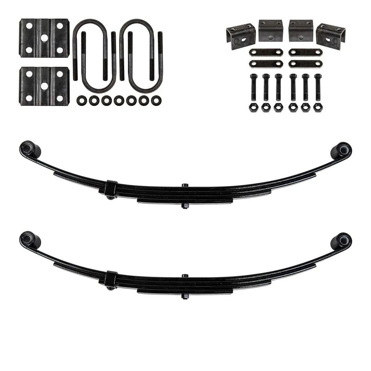 4 Leaf Double Eye Springs And Hangers - 3500 Lb Single Axle Trailer Suspension Kit 1