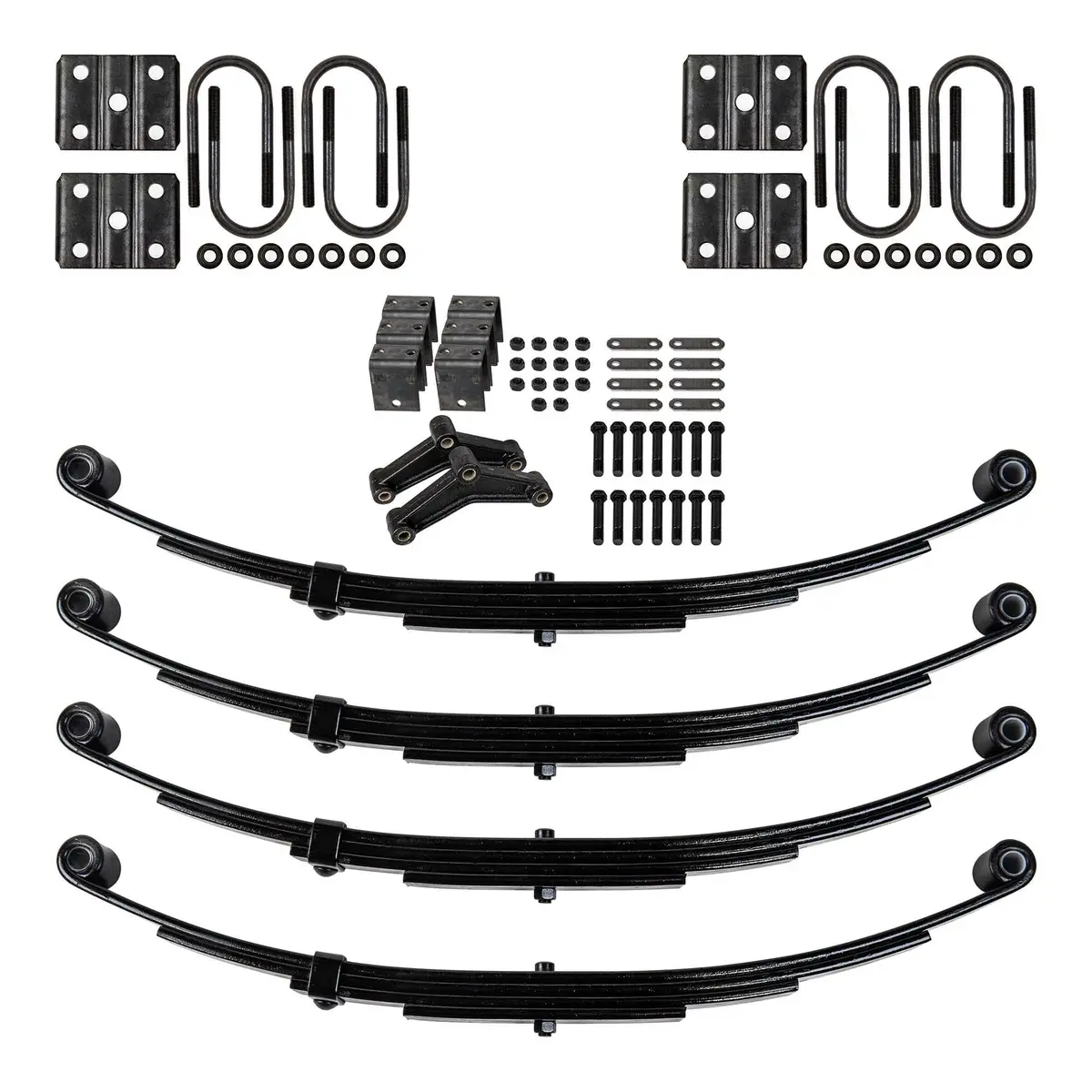 Trailer 4 Leaf Double Eye Spring Suspension And Tandem Axle Hanger Kit For 2 3/8" Tube - 3500 Lb Axles 1