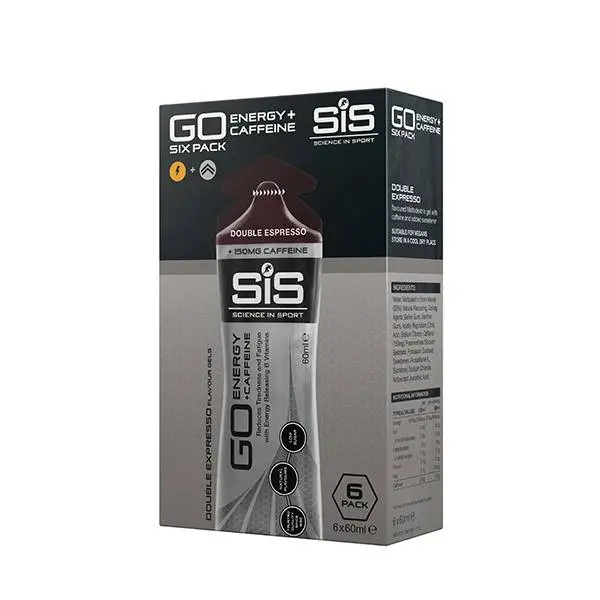 Science In Sport Go Energy + Caffeine Gel 60Ml (6 Pack) - Double Espresso 1