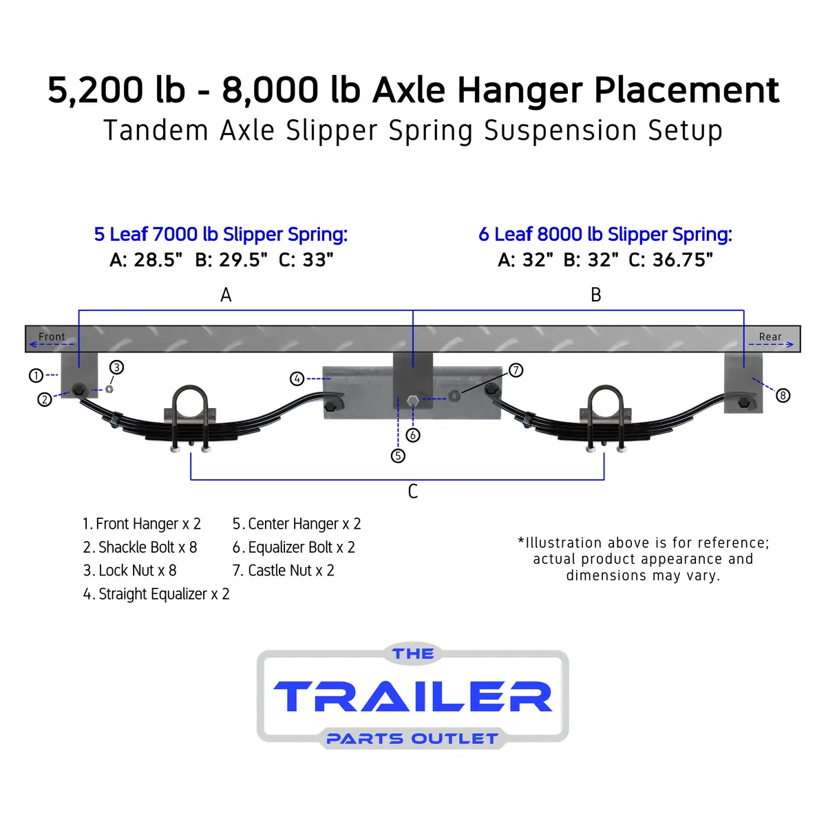 8000 Lb Tk Hybrid Tandem Axle Gooseneck Trailer Parts Kit - 16K Capacity Hd (Complete Original Series) 9/16" Studs 4