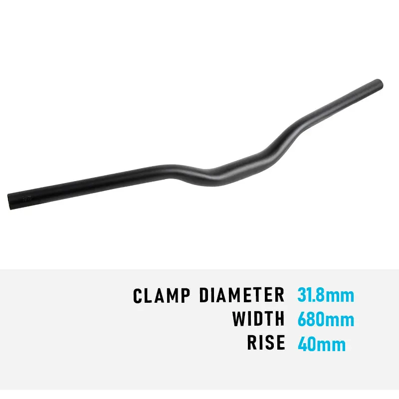Handlebar Mtb Flat 31.8 40Mm Rise 680Mm Alloy Black 1