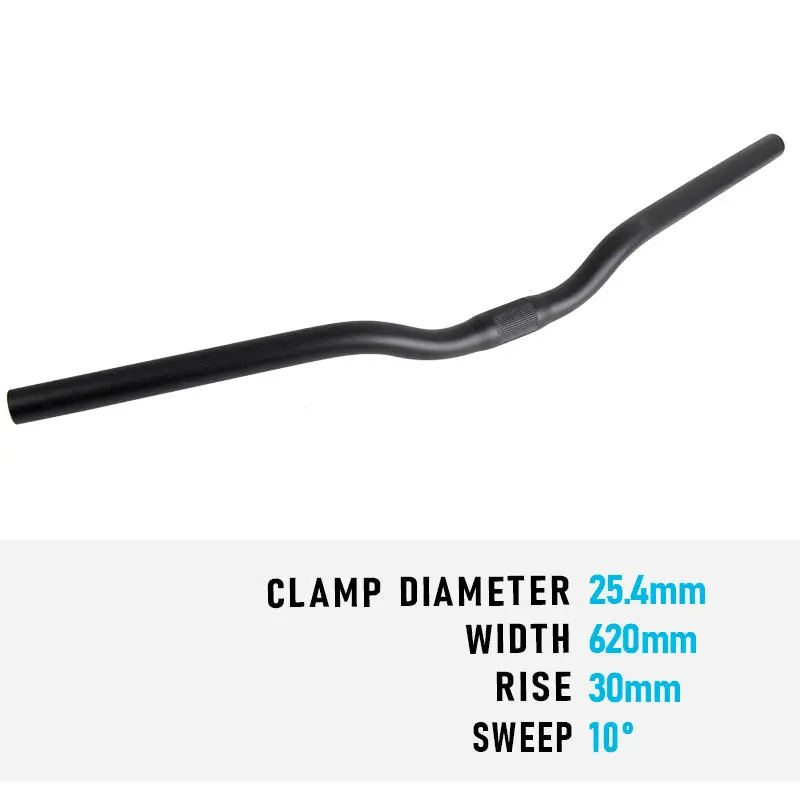 Handlebar Alloy 25.4 X 620Mm X 30Mm Rise Black (8254) 1