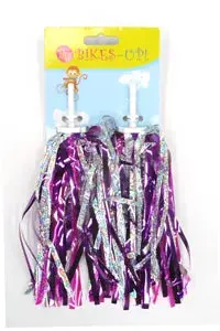 Bikes Up Handlebar Streamers - Purple/Pink/Silver With Beads 1