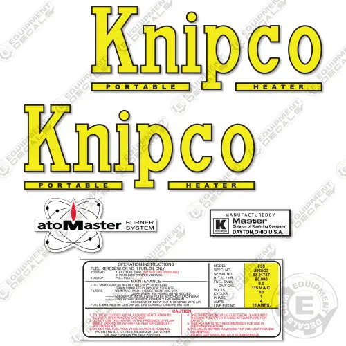 Fits Knipco Portable Heater Decal Kit 1