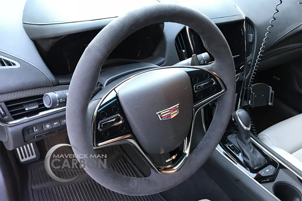 Genuine Cadillac Ats-V 2015-2018 Jet Black Suede Steering Wheel 1