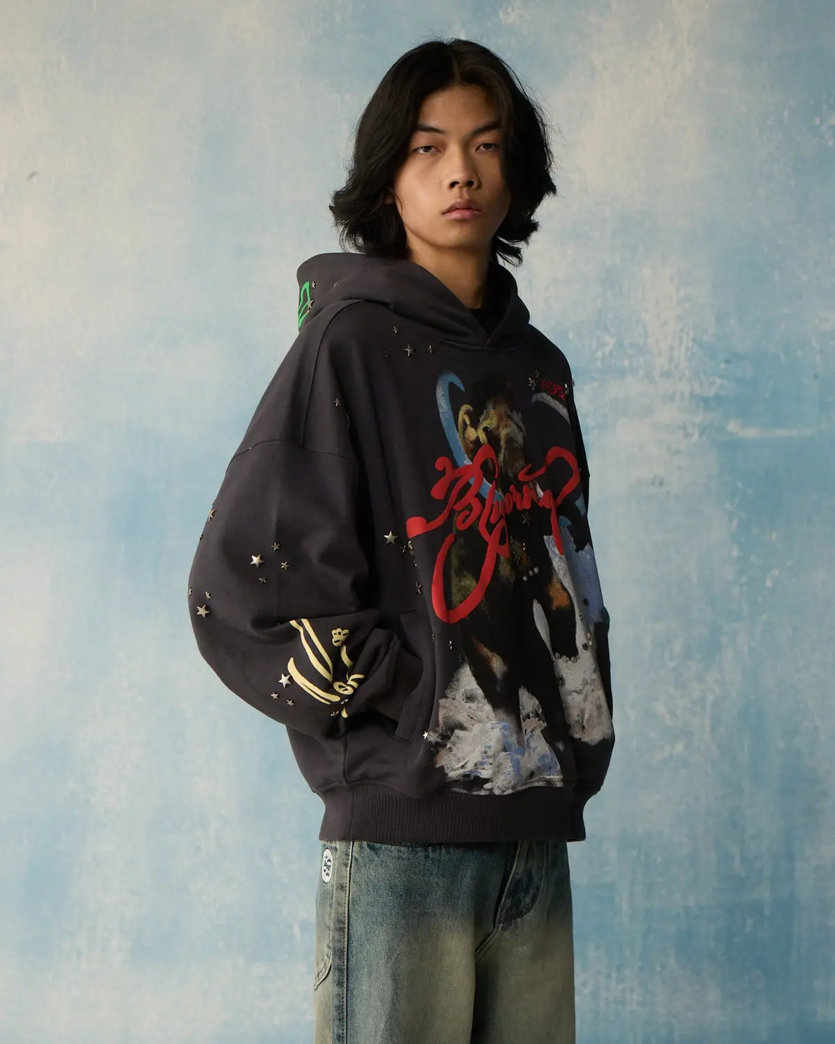 Grey Star Studded Hoodie 7