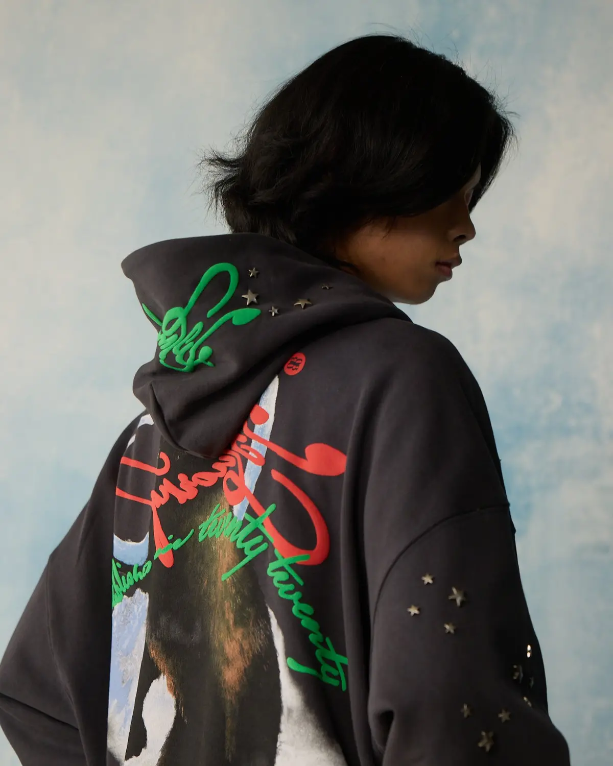 Grey Star Studded Hoodie 4