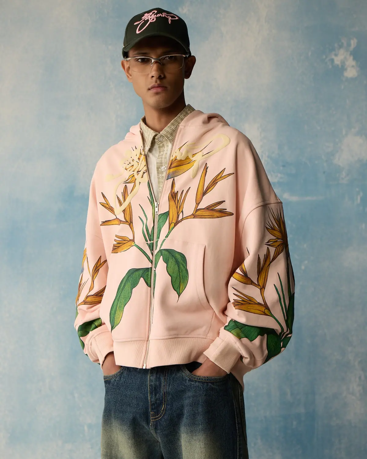 Pink Birds Of Paradise Zipper Hoodie 1