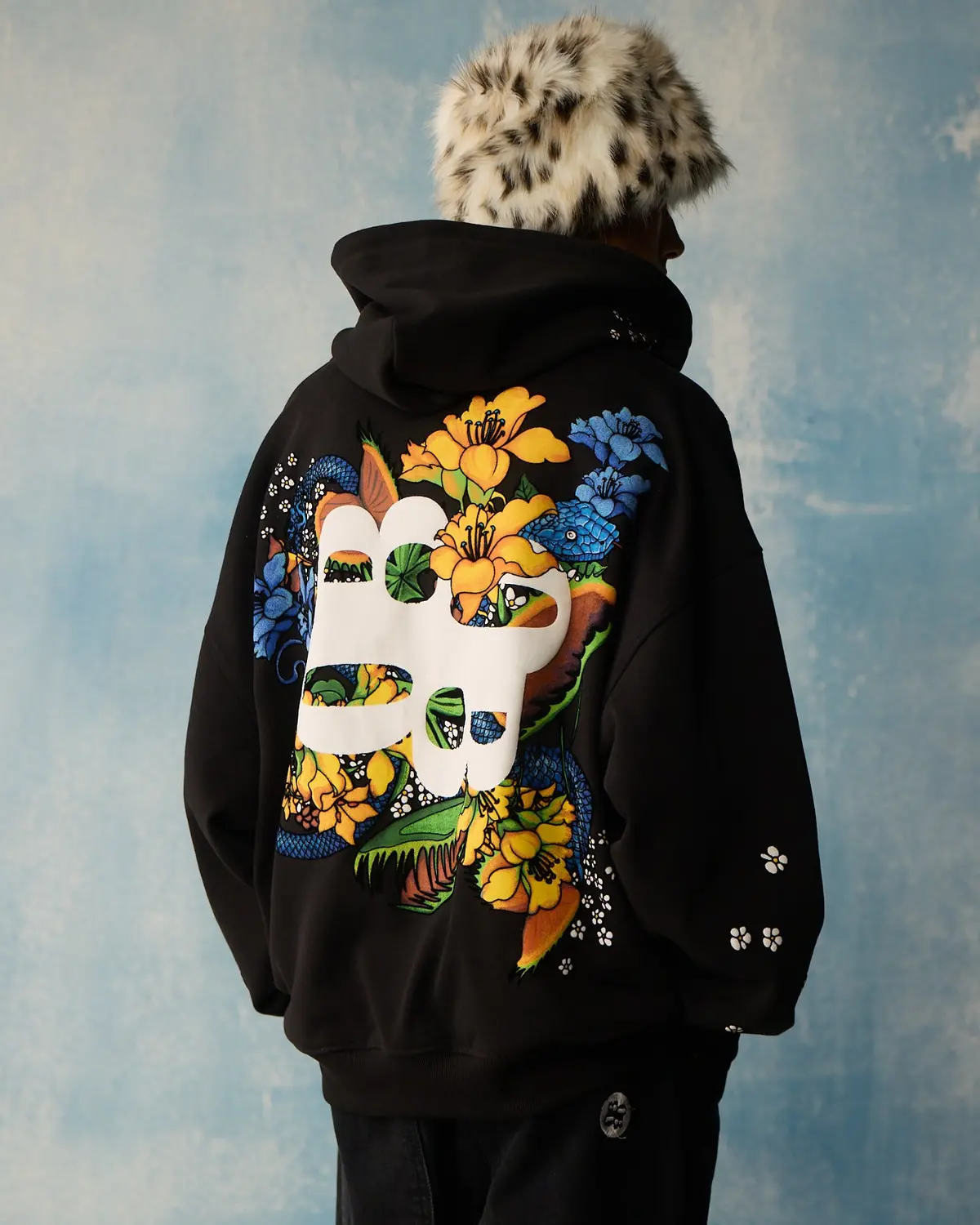 Black Poison Petals Zipper Hoodie 1