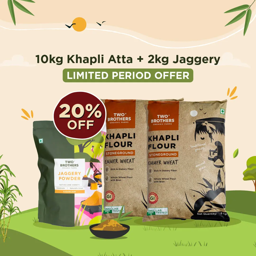 10Kg Khapli Atta + Sugarcane Jaggery Crushed 2Kg 1