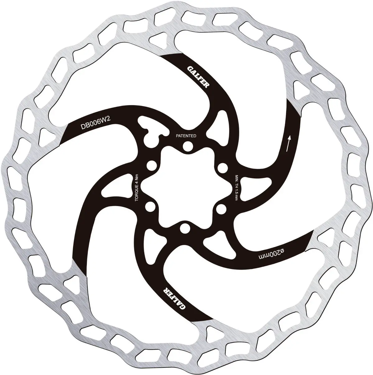 Disc Brake Rotor Galfer Disc Wave Fixed Mtb 6 Bolt 200X2.0Mm 1