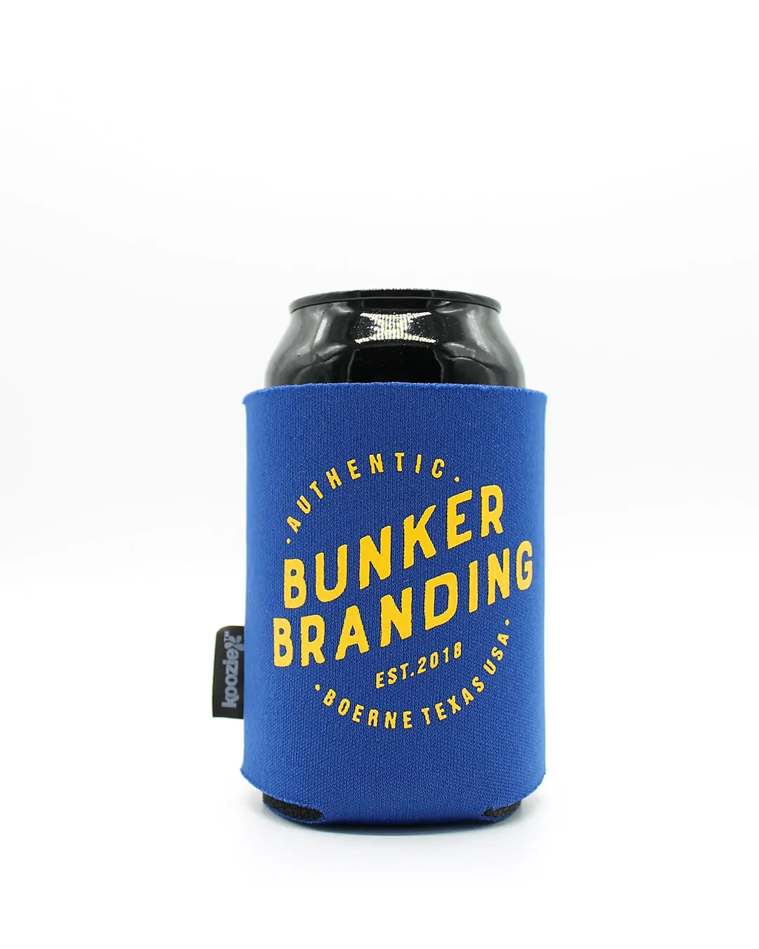 Bunker Branding Blue Can Cooler 1