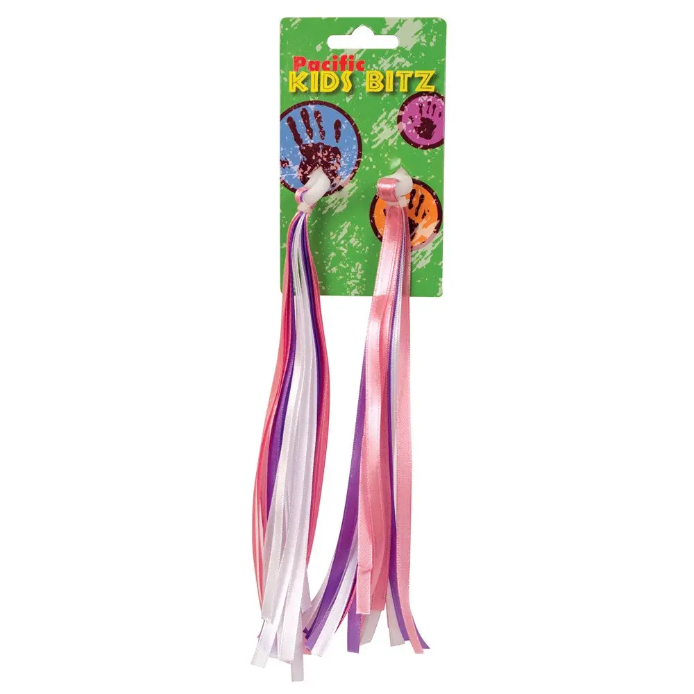Bikecorp Handlebar Streamers - Pink/White Ribbon 1