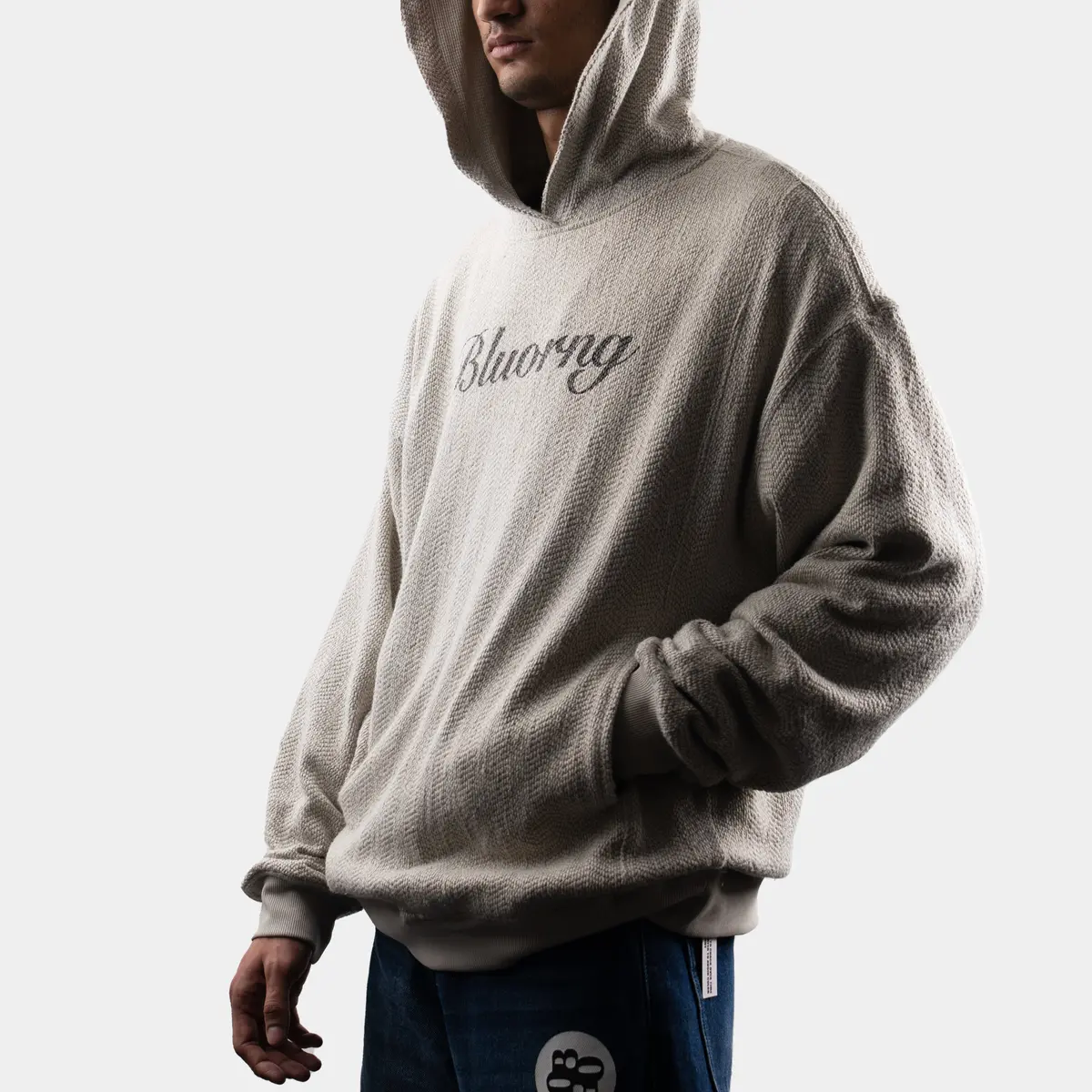 Grey Herringbone Hoodie 1