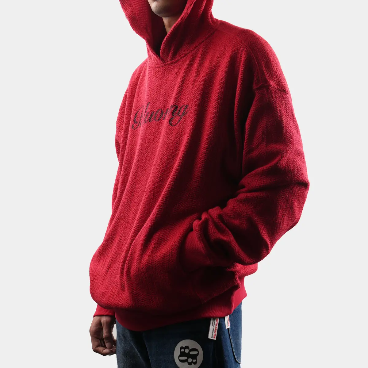 Red Herringbone Hoodie 1
