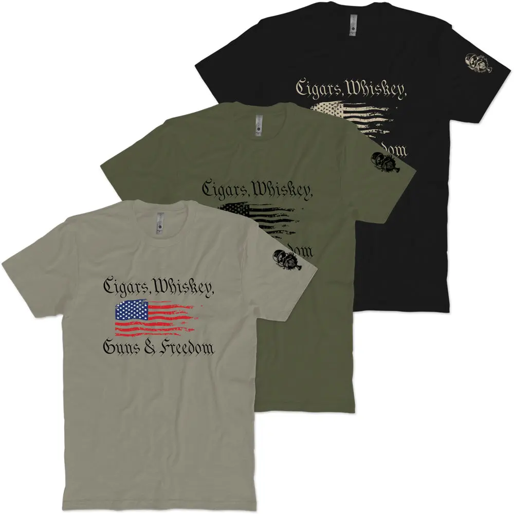 Cigars Whiskey Guns And Freedom T-Shirt 1