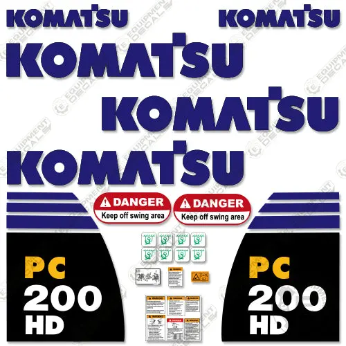 Fits Komatsu Pc 200 Hd 8 Excavator Decals 1