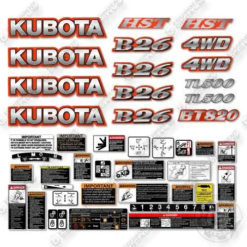 Fits Kubota B26 Decal Kit Tractor 1