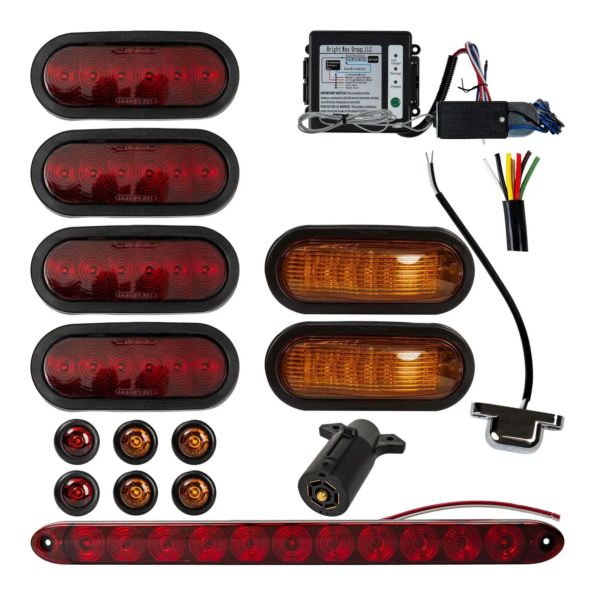 Gooseneck Trailer Oval Led Light Kit With 3/4" Lights 1