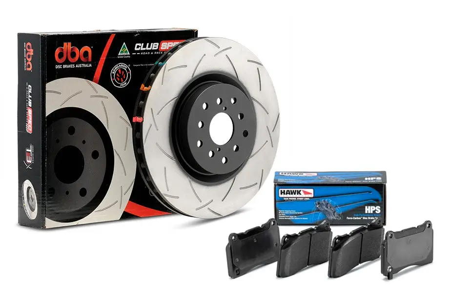 Pontiac G8 Special Dba T3 4000 Series Uni-Directional Slotted Rotor W/ Hawk Pad Combo 1