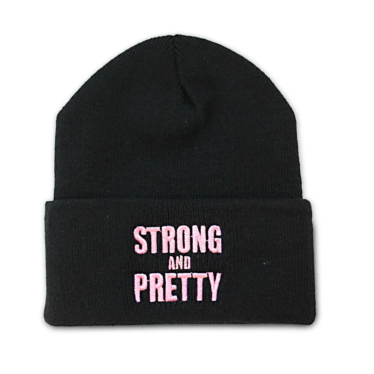 Pink Strong And Pretty Black Beanie 1