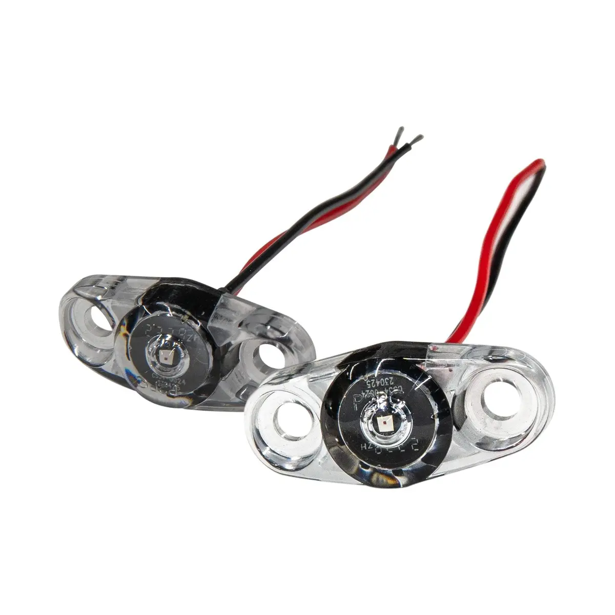 Led Red Mini Surface Pc Side Marker Trailer Light - Clear Lens 5" Wire 1