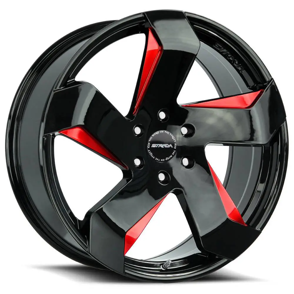Strada Wheels S65 Coltello Black Milled Red 1