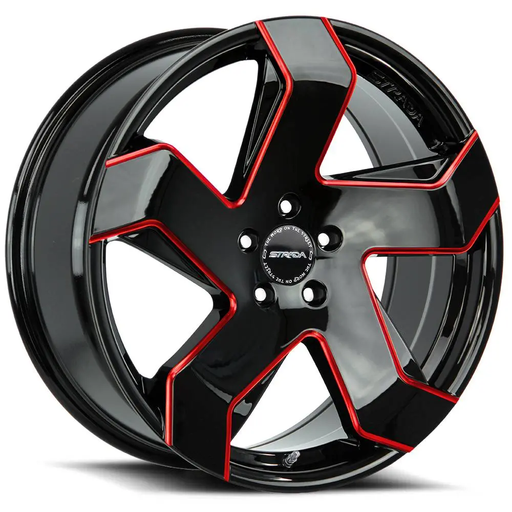 Strada Wheels S65 Coltello Black Red Milled Edge 1