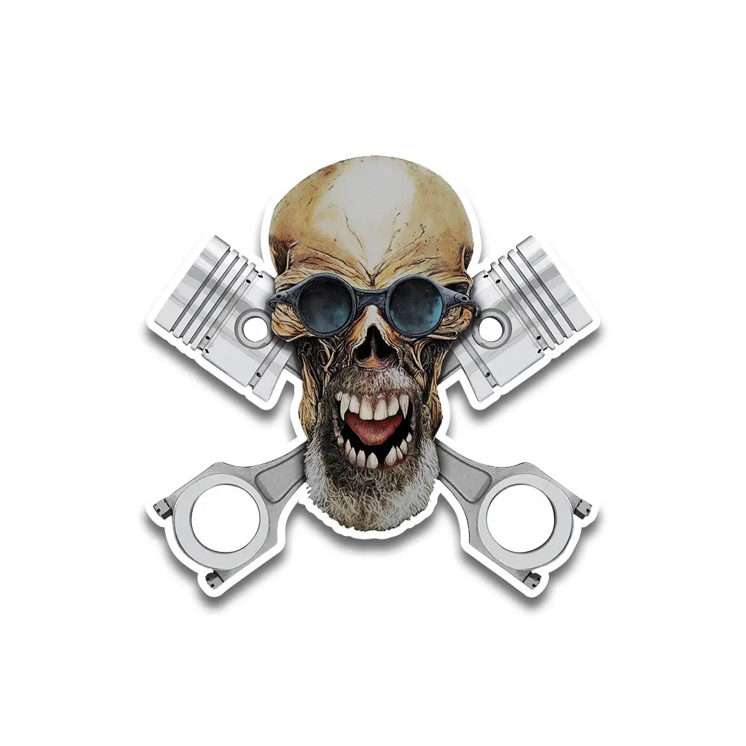 Skull And Pistons Sticker 1