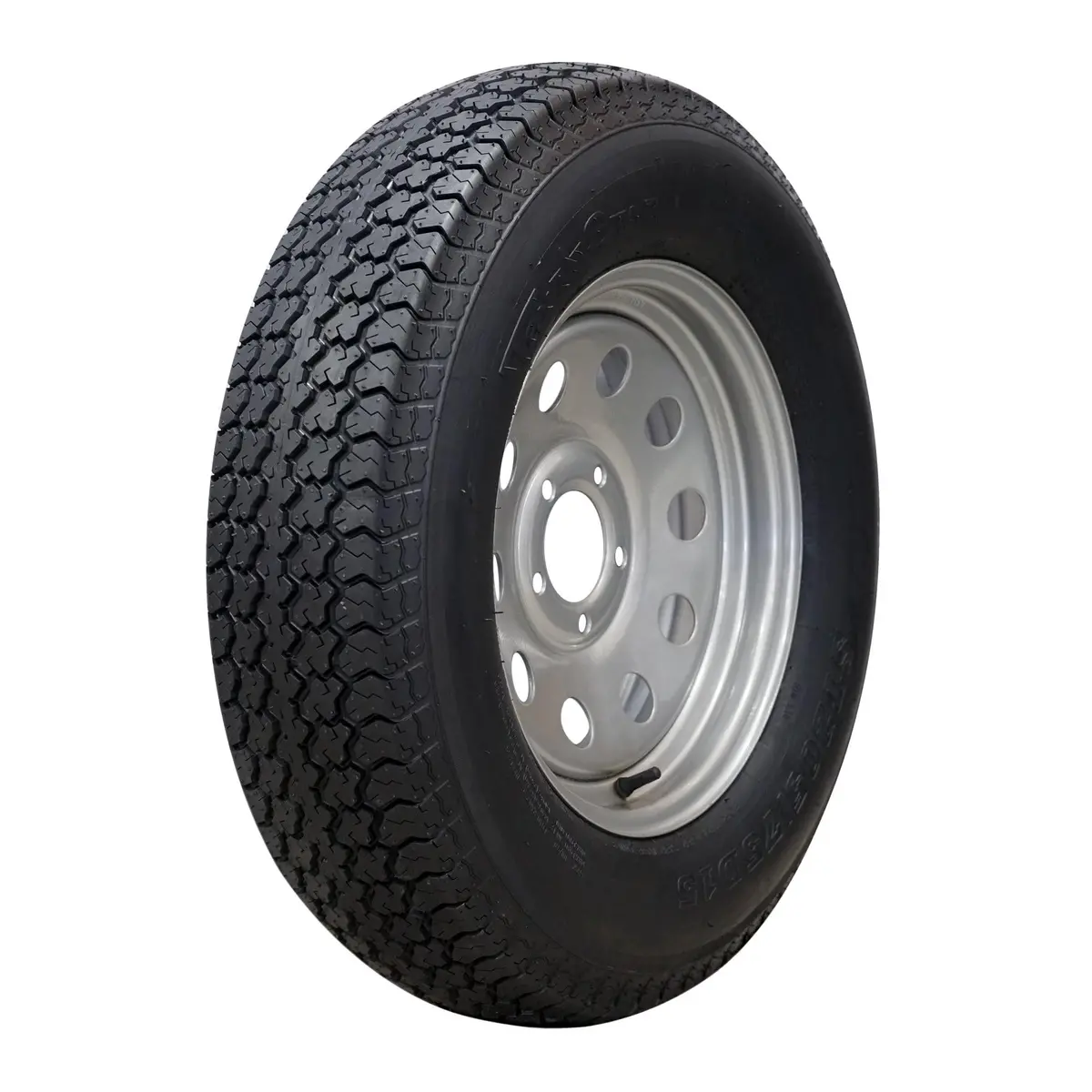 Texstar 15" 6 Ply Bias Trailer Tire & Wheel - St 205/75D15 5X4.5 Lug (Silver Mod) 1