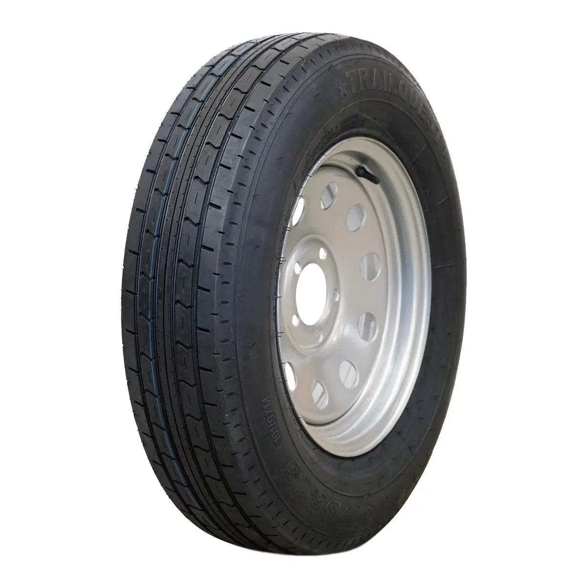 Trailquest 15" 6 Ply Radial Trailer Tire & Wheel - St 205/75R15 5 Lug (Silver Mod) 1
