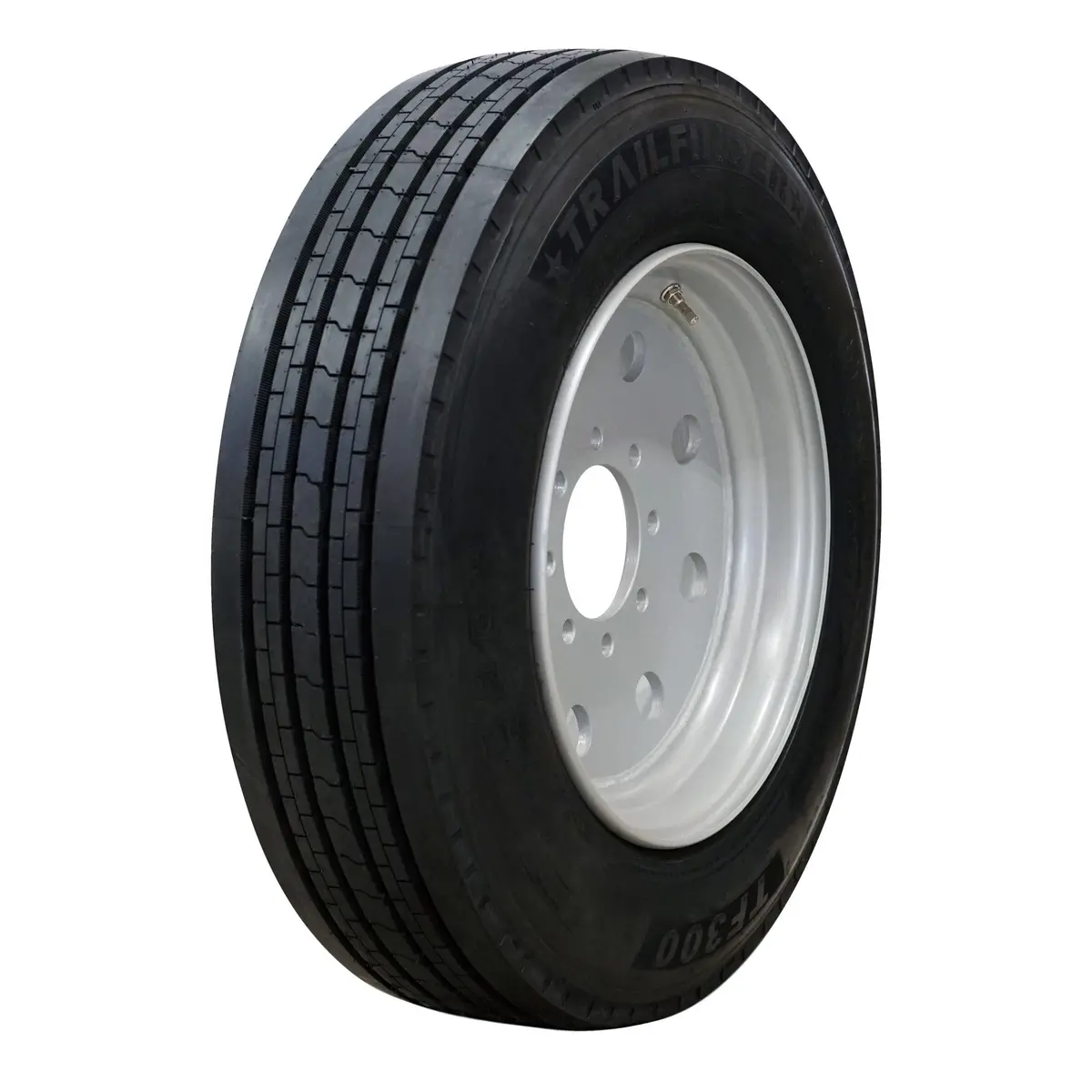 Trailfinder 17.5" 18 Ply Radial Trailer Tire & Wheel - St 235/75R17.5 8 Lug (Super Single Silver Mod) 1
