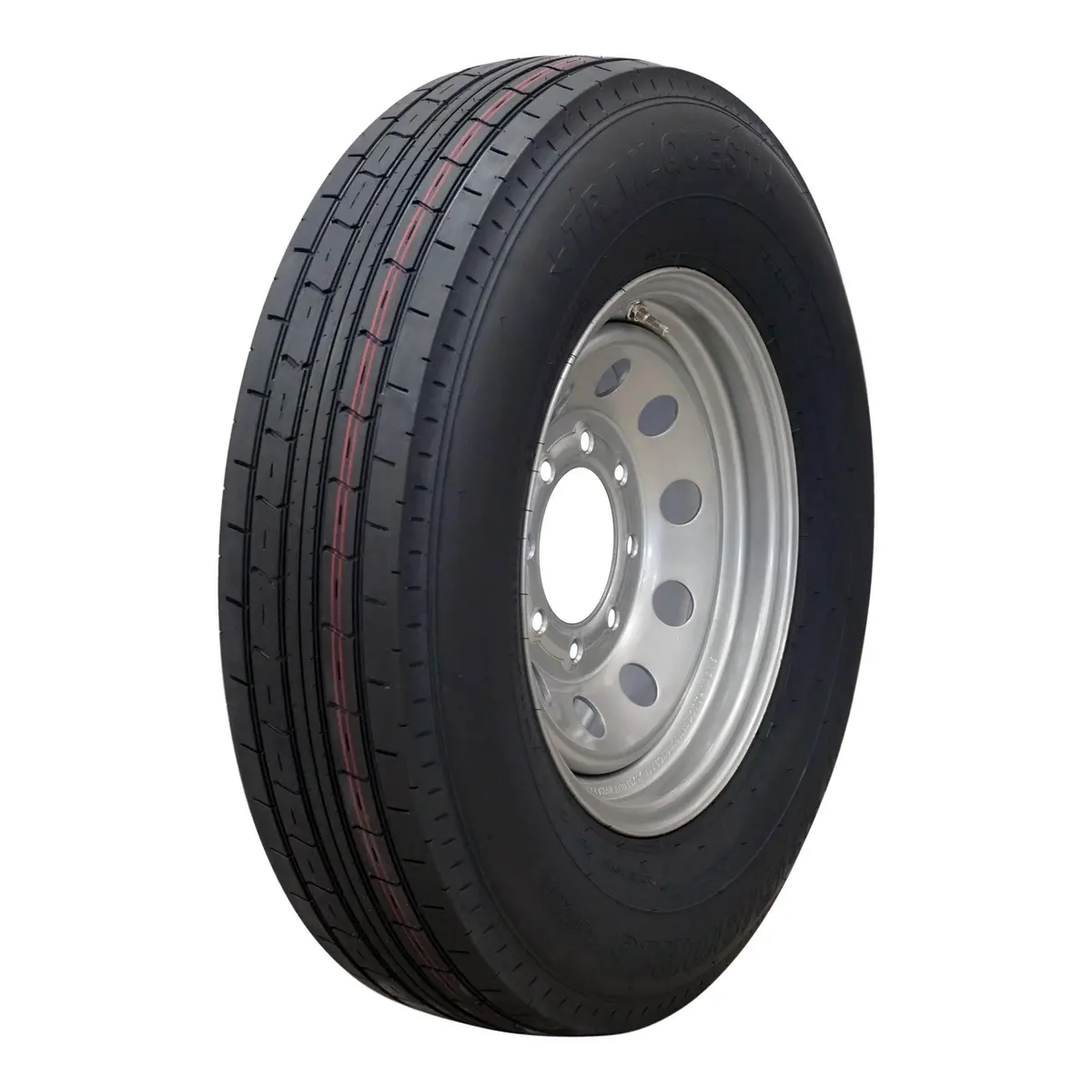 Trailquest 16" 10 Ply Radial Trailer Tire & Wheel - St235/80 R16 8 Lug (Silver Mod) 1