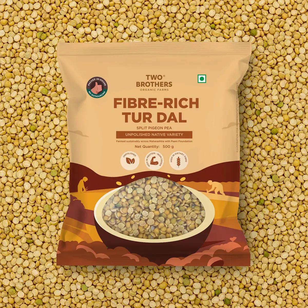 Tur (Pigeon Pea) Dal, Unpolished Desi Variety - 500G 1