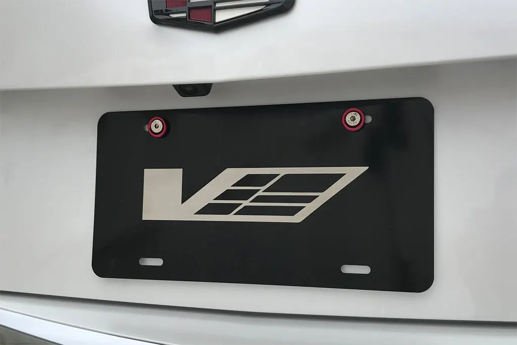 Cadillac "V" Aluminum Laser Engraved Display License Plate 1