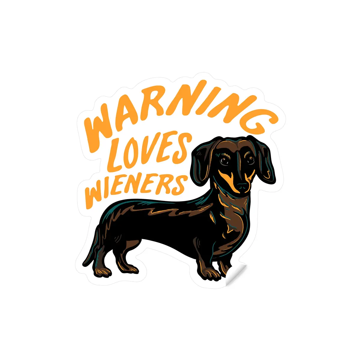 Warning Loves Wieners Sticker 1