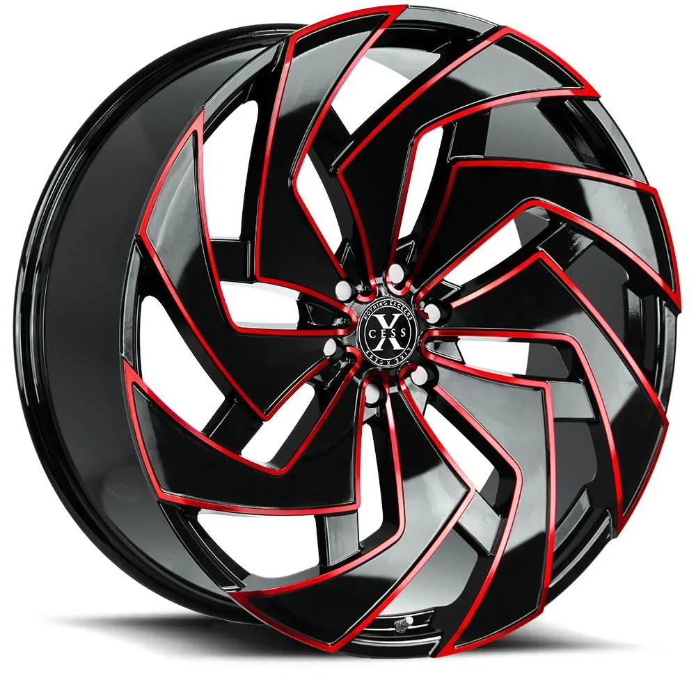 Xcess Wheels X04 Black Milled Red 1