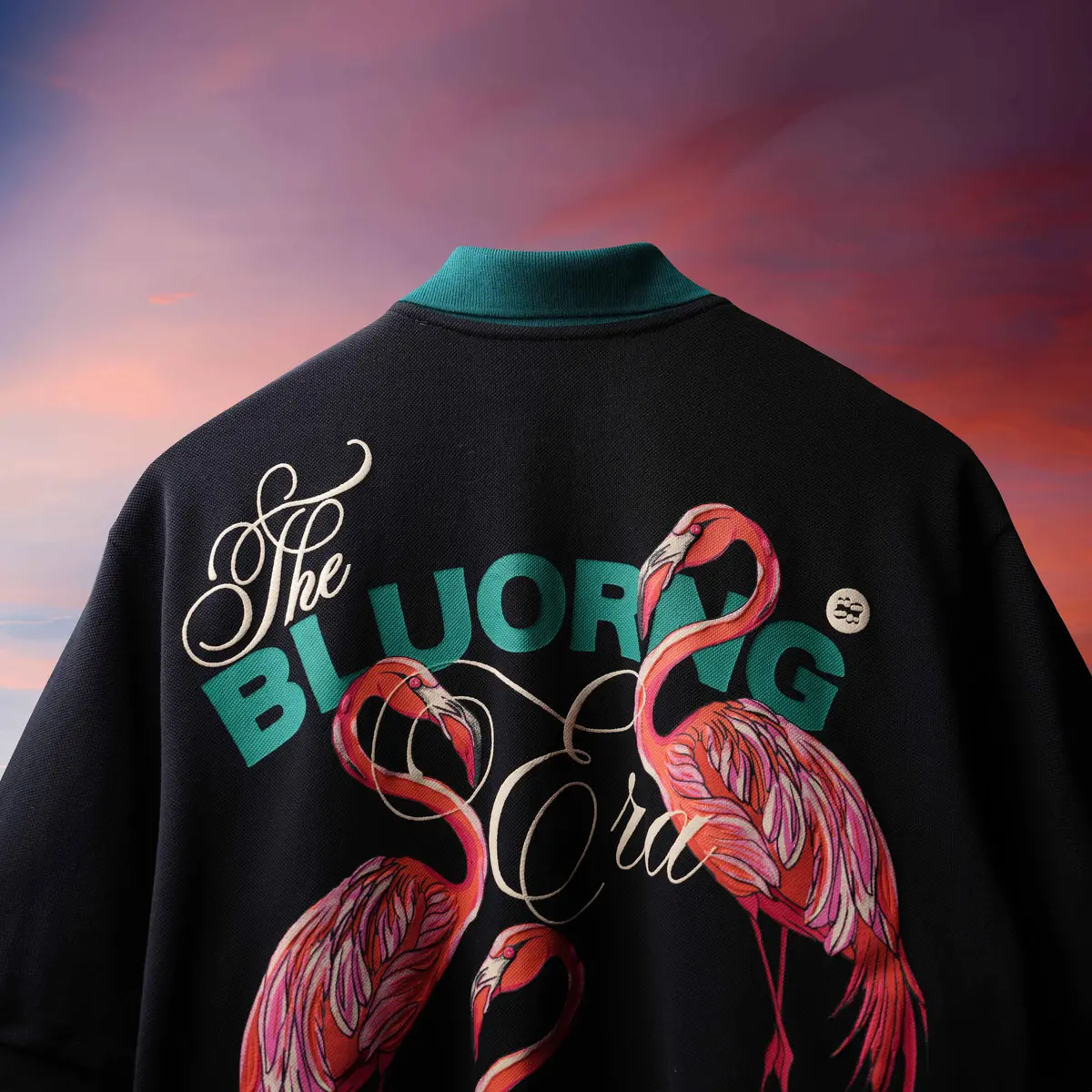 Black Emerald Flamingo Polo T-Shirt 1