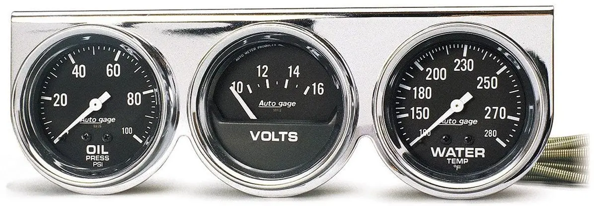 Chrome Triple-Gauge Auto Dashboard Console Au2399 1