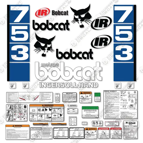 Fits Bobcat 753 Skid Steer Decal Kit - Vertical Stripes 1